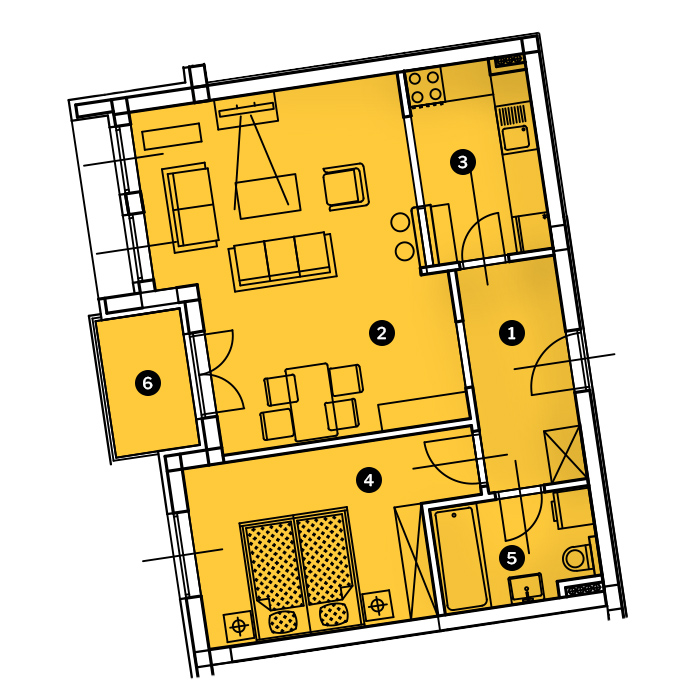 Stan Stan br. 12 - 58m2, 2 sobe