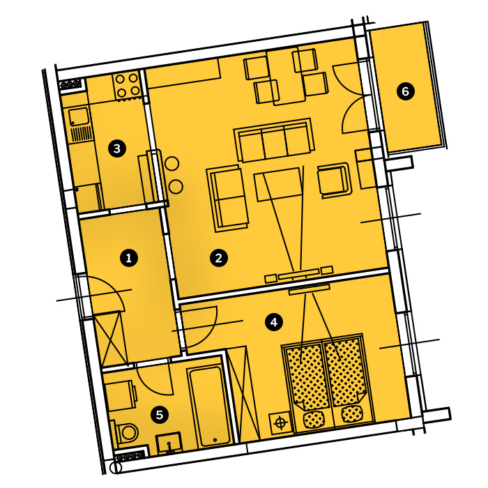 Stan Stan br. 20 - 56m2, 2 sobe
