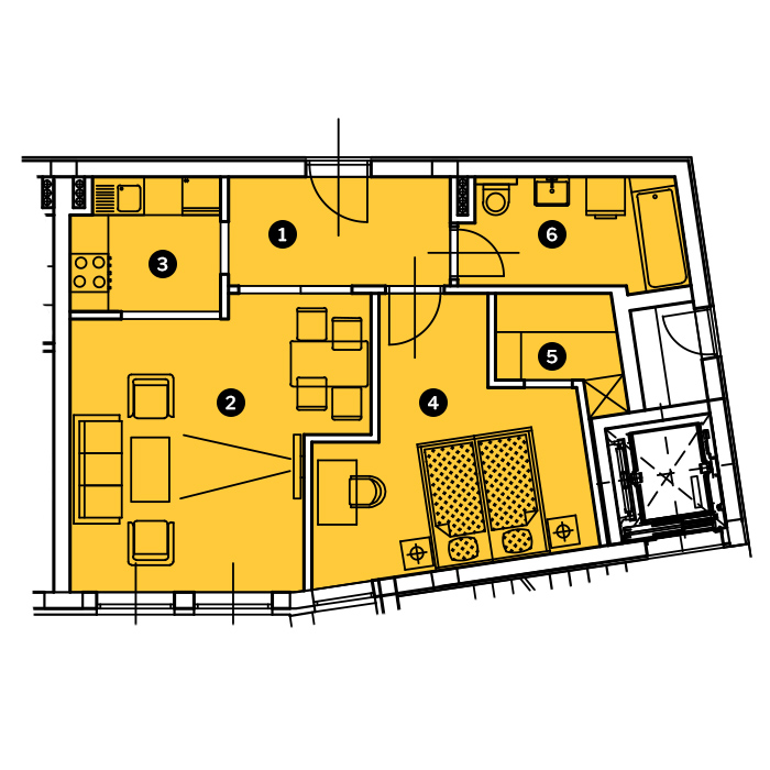 Stan Stan br. 25 - 52m2, 2 sobe