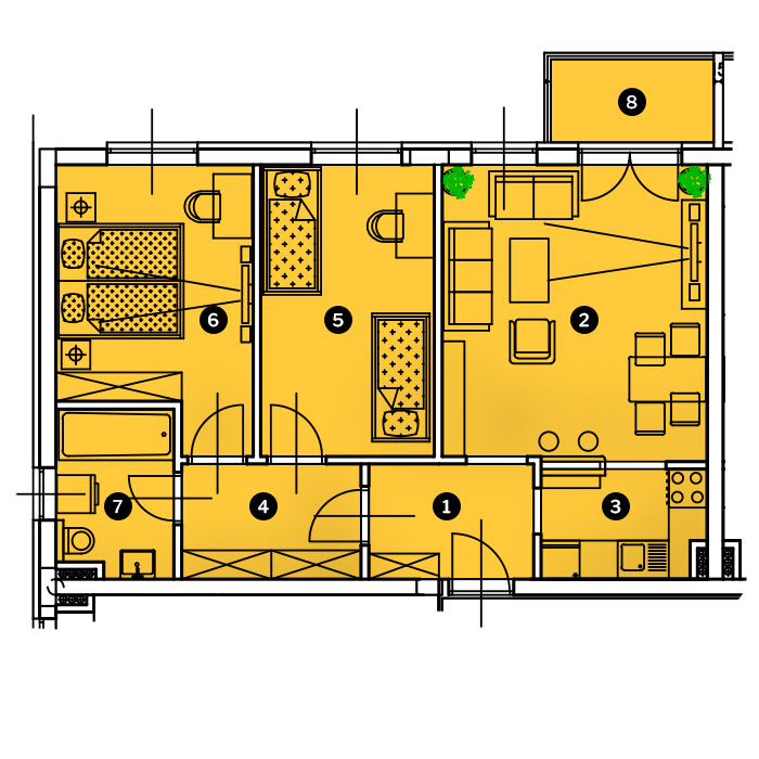 Stan Stan br. 16 - 63m2, 3 sobe